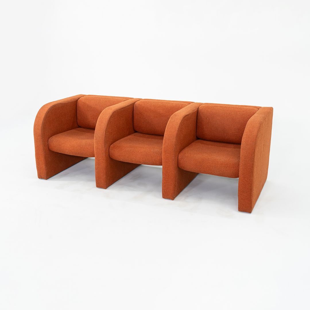 1970s Frank Majore for Pace Collection Sculptural Three Seat Sofa in Orange Fabric
