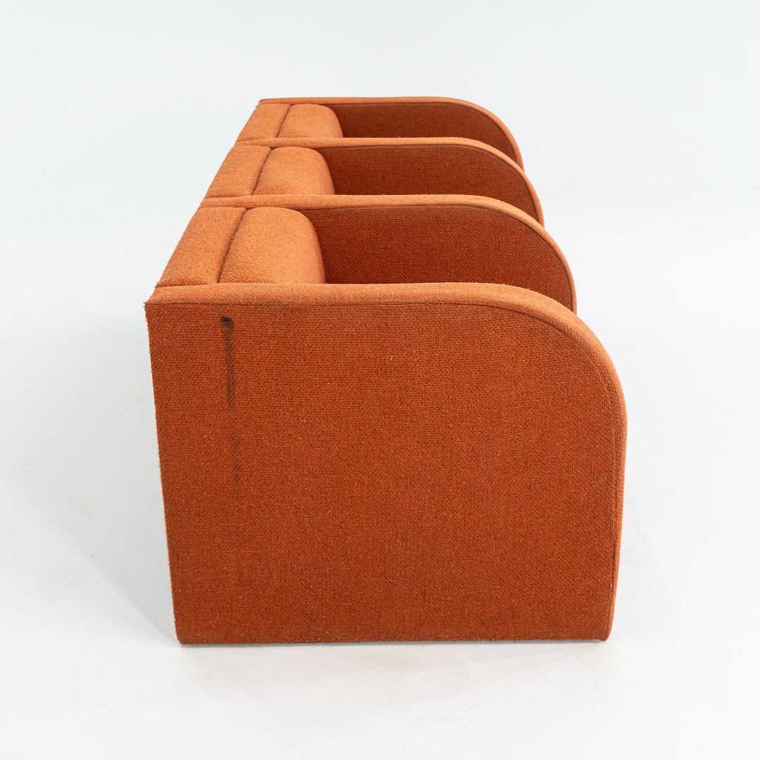 1970s Frank Majore for Pace Collection Sculptural Three Seat Sofa in Orange Fabric