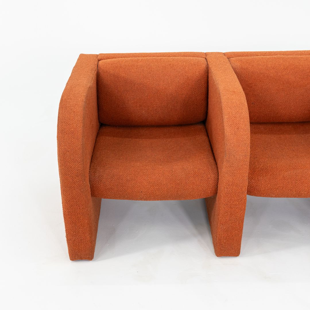 1970s Frank Majore for Pace Collection Sculptural Three Seat Sofa in Orange Fabric