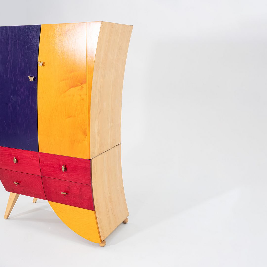 1990s Postmodern Sculptural Studio Craft Color Block Maple Armoire / Cabinet (Left)