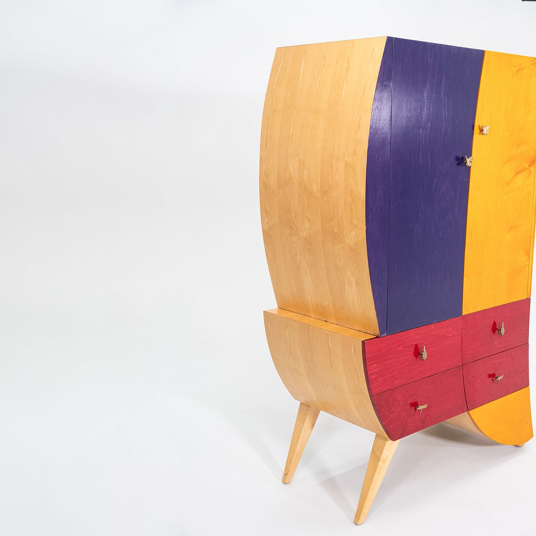 1990s Postmodern Sculptural Studio Craft Color Block Maple Armoire / Cabinet (Left)
