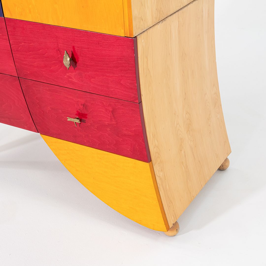 1990s Postmodern Sculptural Studio Craft Color Block Maple Armoire / Cabinet (Left)