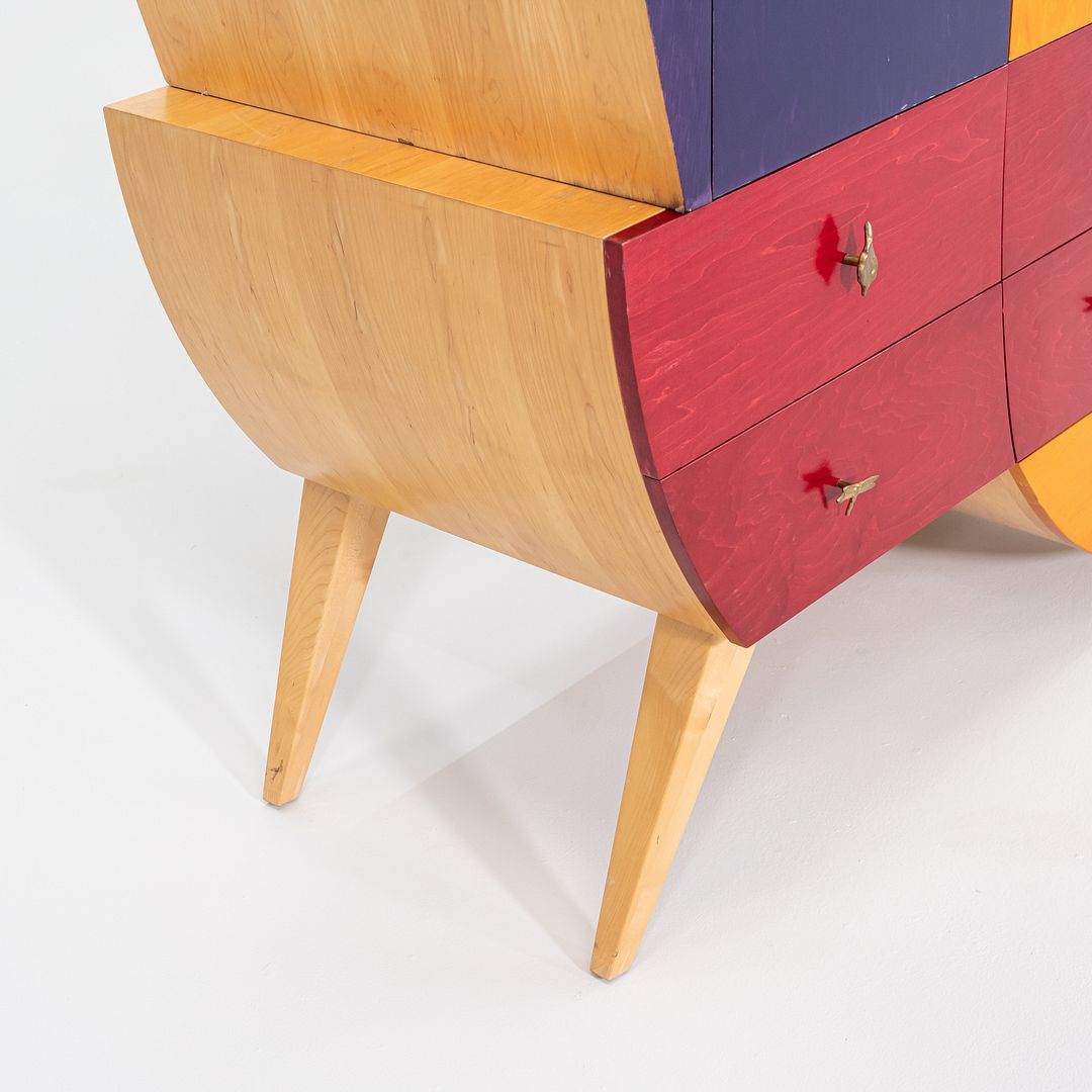 1990s Postmodern Sculptural Studio Craft Color Block Maple Armoire / Cabinet (Left)