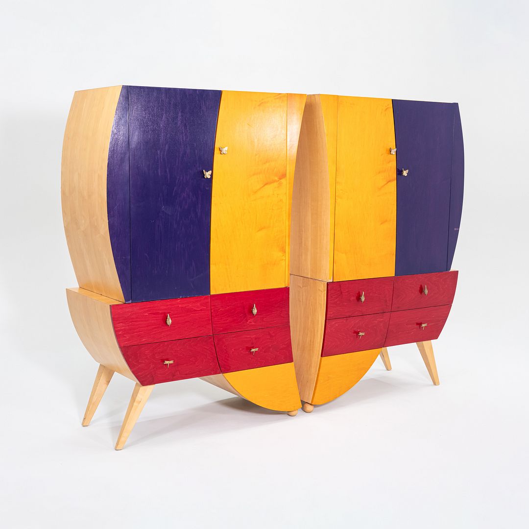 1990s Postmodern Sculptural Studio Craft Color Block Maple Armoire / Cabinet (Right)