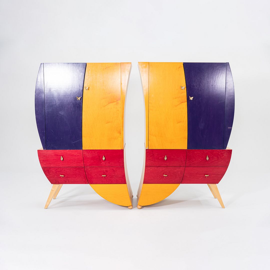 1990s Postmodern Sculptural Studio Craft Color Block Maple Armoire / Cabinet (Left)