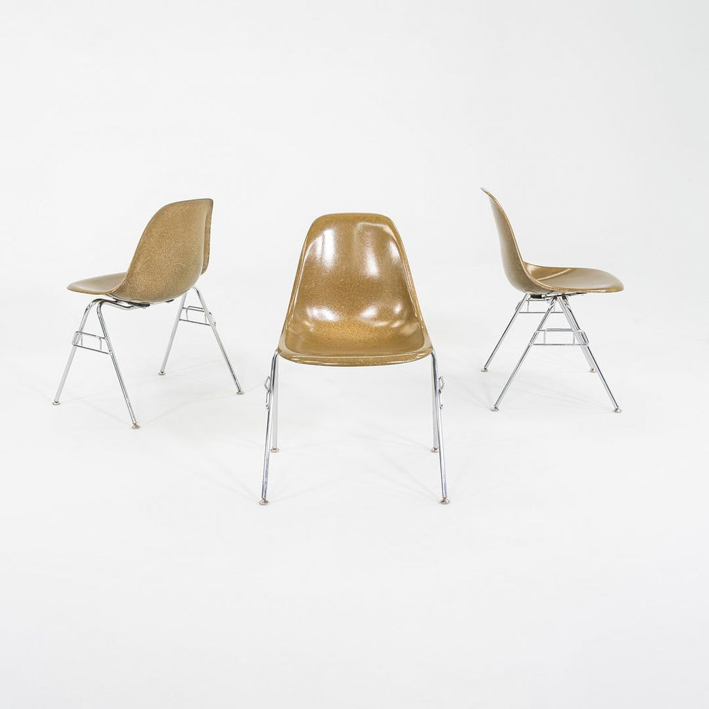 SOLD C. 2018 Set of Three Eames Modernica Stacking Side / Dining Chairs Dark Yellow
