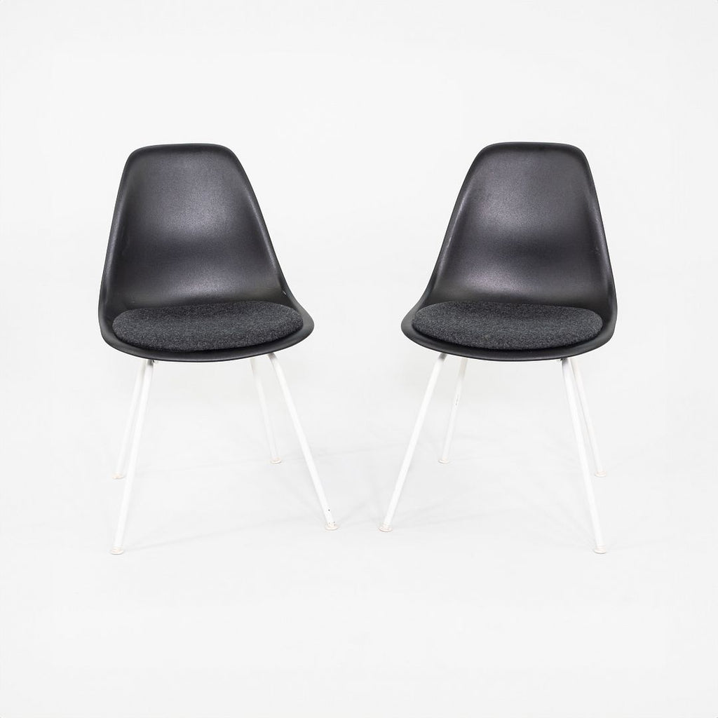 2019 Pair of Herman Miller Eames Plastic Dining Shell Chairs with Fabric Seat