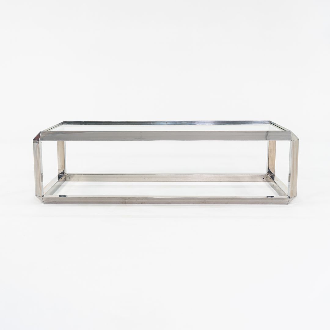 C. 1970s Saporiti Italia Chromed Steel Coffee Table with Glass Top