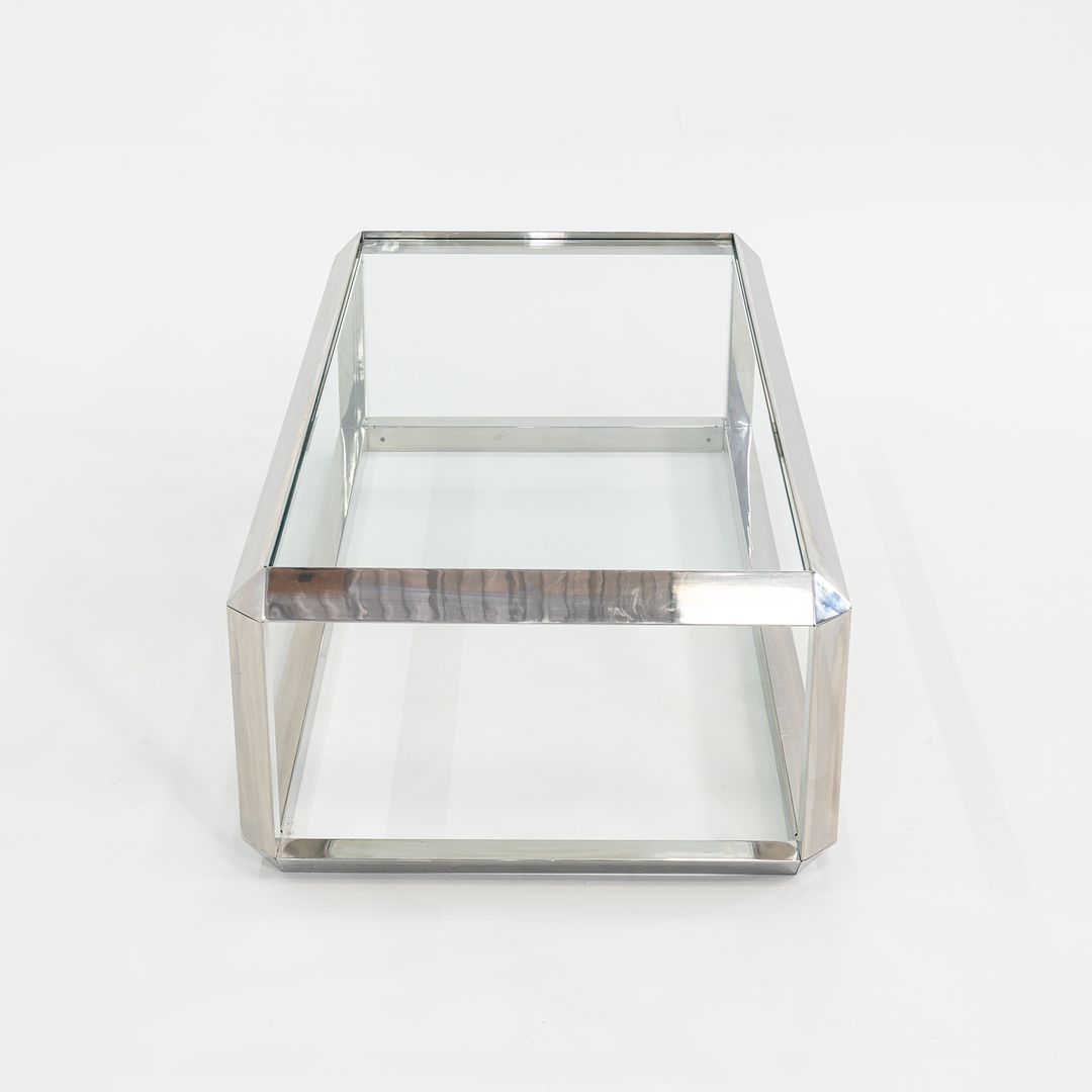 C. 1970s Saporiti Italia Chromed Steel Coffee Table with Glass Top