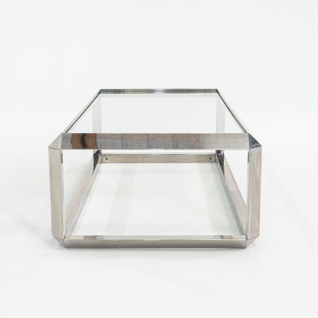 C. 1970s Saporiti Italia Chromed Steel Coffee Table with Glass Top