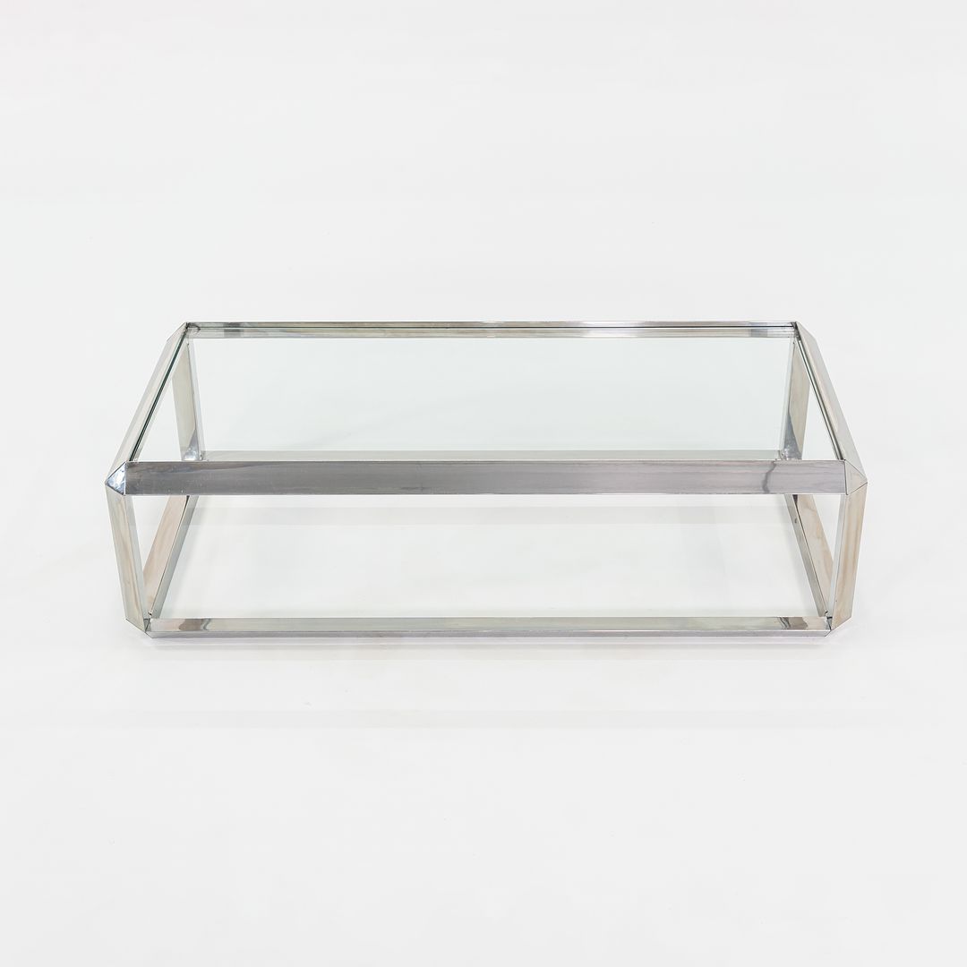 C. 1970s Saporiti Italia Chromed Steel Coffee Table with Glass Top