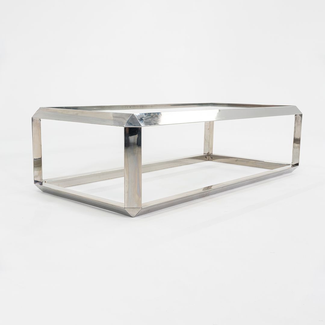 C. 1970s Saporiti Italia Chromed Steel Coffee Table with Glass Top