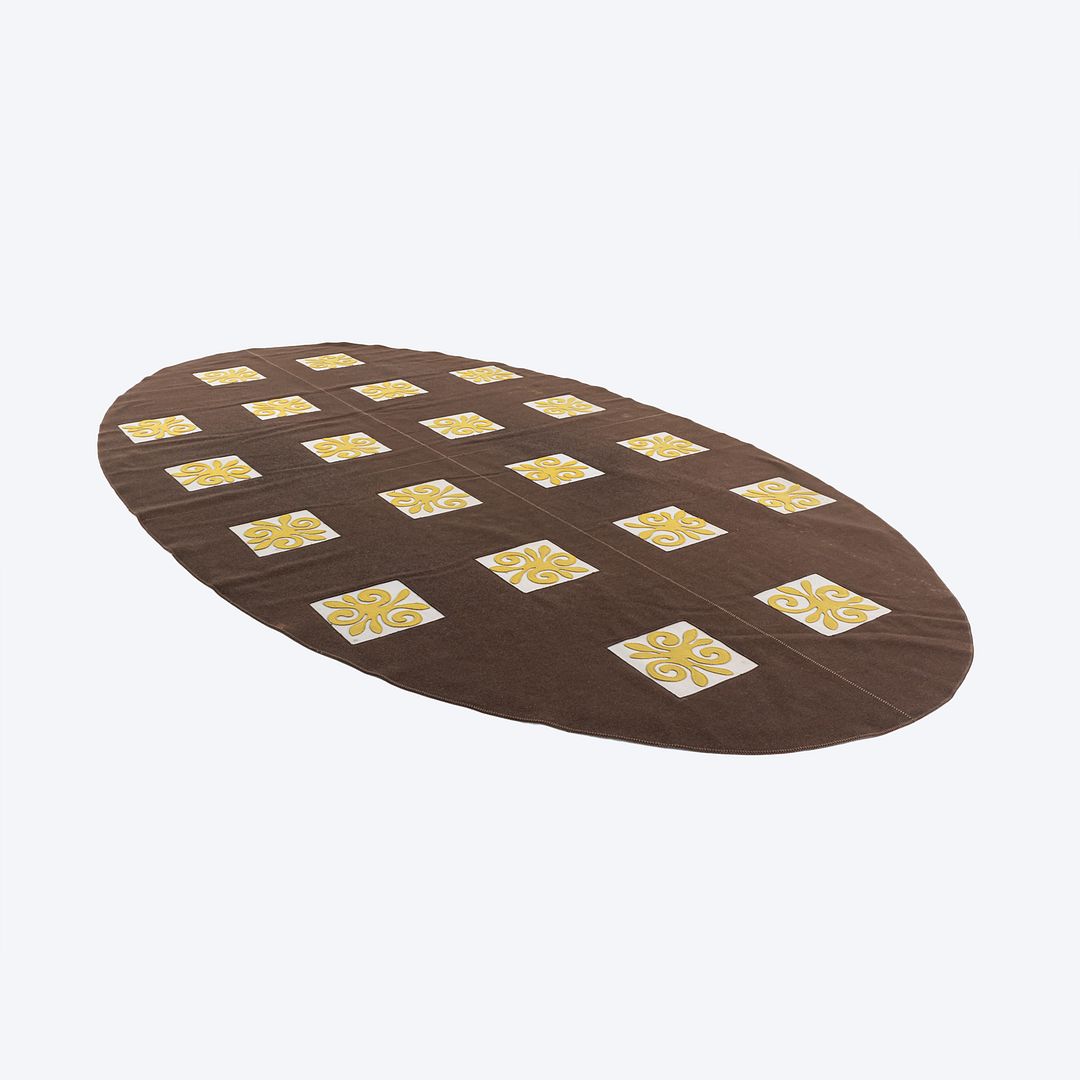 2005 Paola Lenti Rug Made in Italy 8 x 15 ft Oval in Brown and Yellow