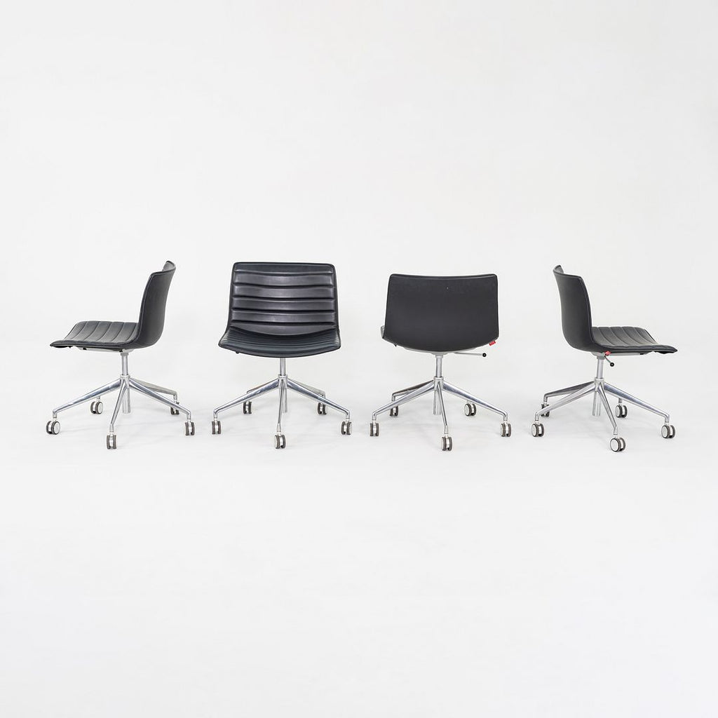 SOLD C. 2020 Lievore Altherr Molina for Arper Catifa Desk Chairs in Black Leather with Pnuematic Base 4x Available