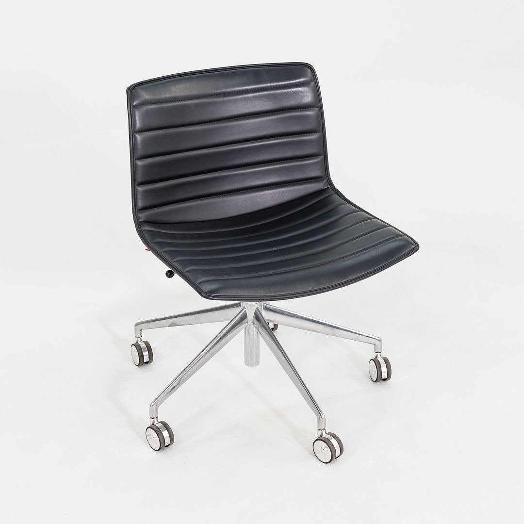 SOLD C. 2020 Lievore Altherr Molina for Arper Catifa Desk Chairs in Black Leather with Pnuematic Base 4x Available