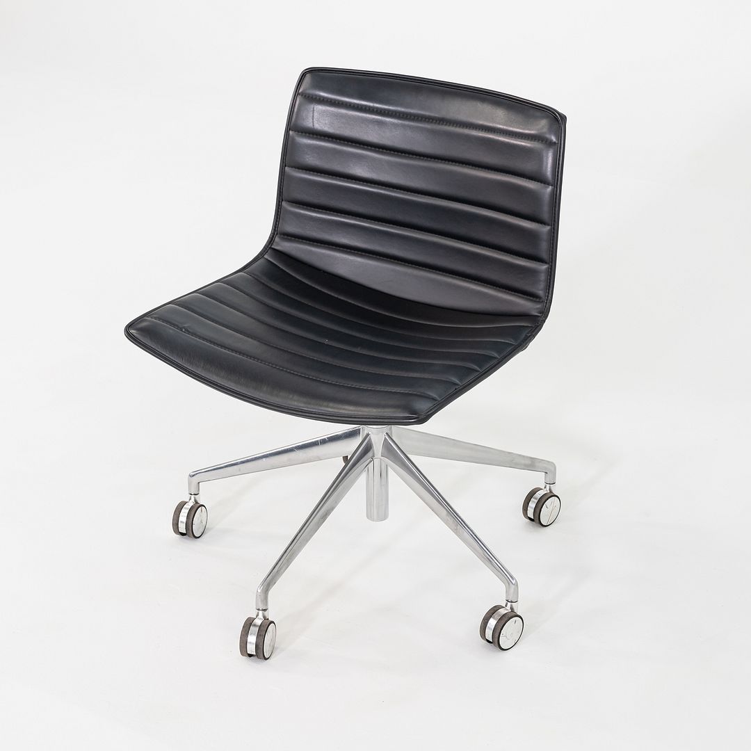 SOLD C. 2020 Lievore Altherr Molina for Arper Catifa Desk Chairs in Black Leather with Pnuematic Base 4x Available