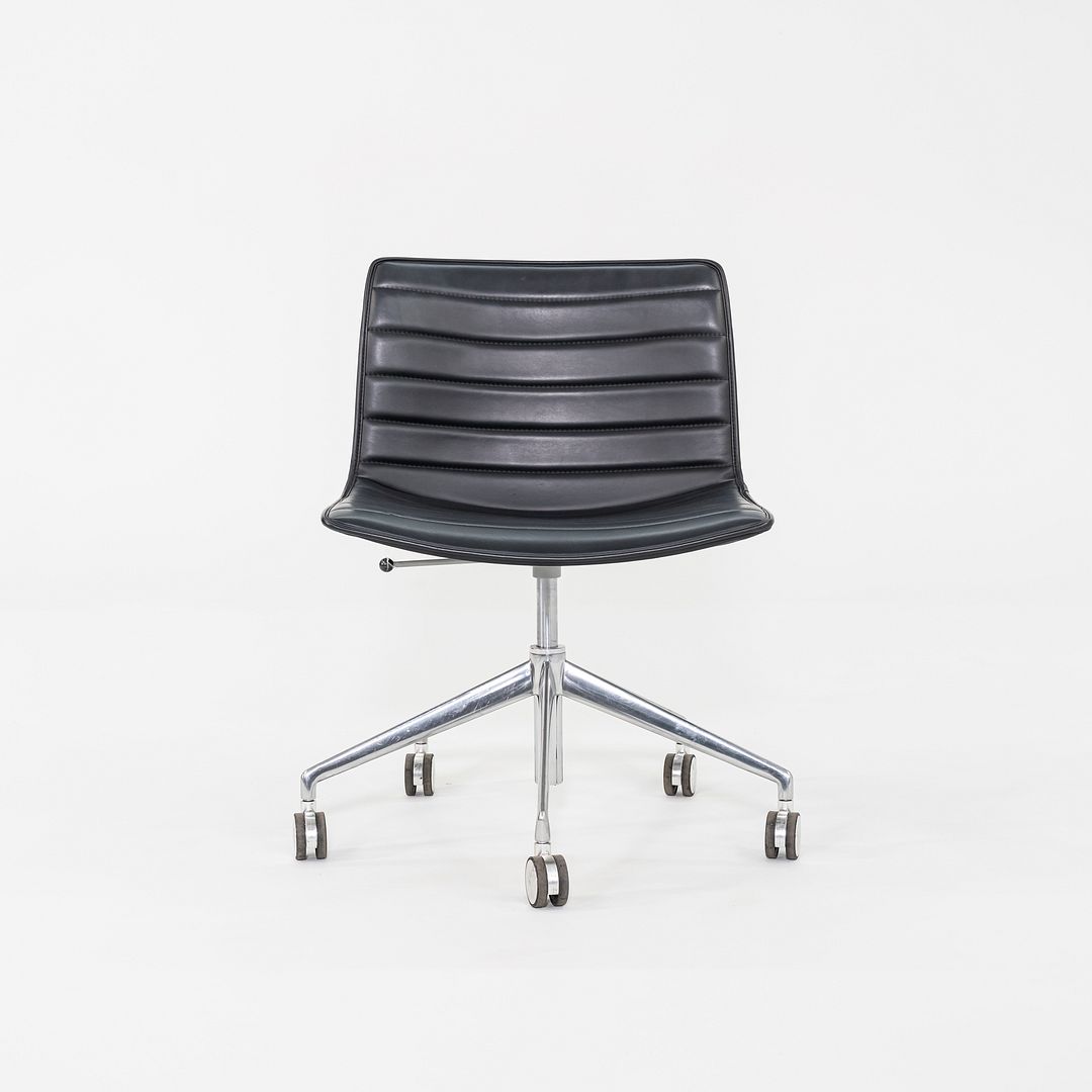 SOLD C. 2020 Lievore Altherr Molina for Arper Catifa Desk Chairs in Black Leather with Pnuematic Base 4x Available