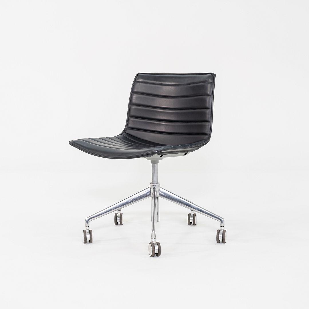 SOLD C. 2020 Lievore Altherr Molina for Arper Catifa Desk Chairs in Black Leather with Pnuematic Base 4x Available