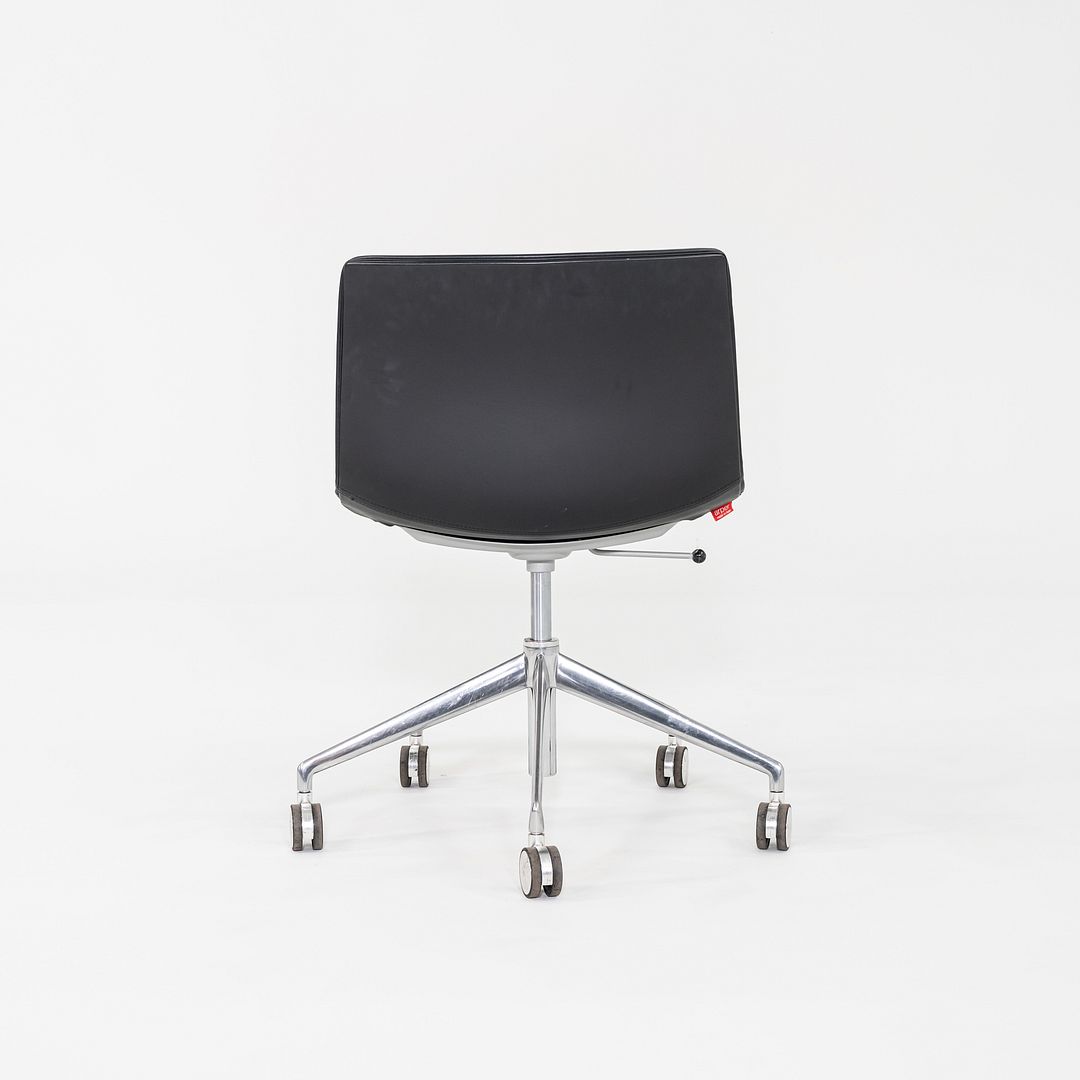 SOLD C. 2020 Lievore Altherr Molina for Arper Catifa Desk Chairs in Black Leather with Pnuematic Base 4x Available
