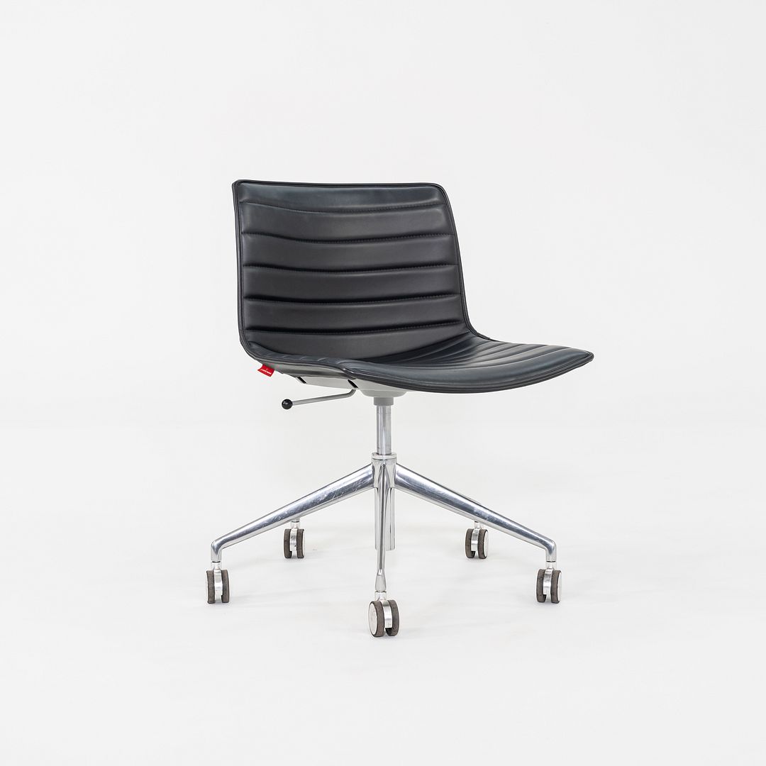 SOLD C. 2020 Lievore Altherr Molina for Arper Catifa Desk Chairs in Black Leather with Pnuematic Base 4x Available