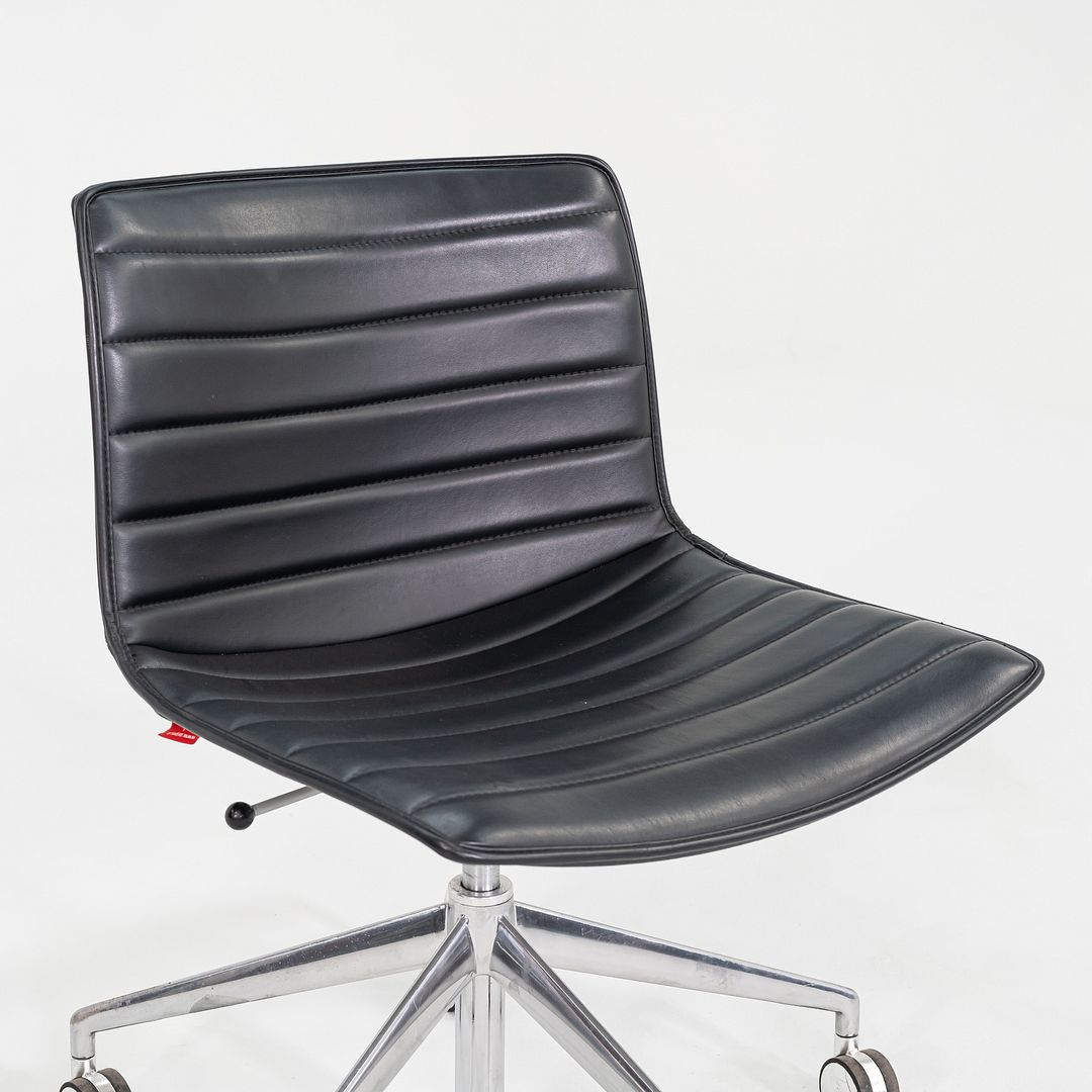 SOLD C. 2020 Lievore Altherr Molina for Arper Catifa Desk Chairs in Black Leather with Pnuematic Base 4x Available