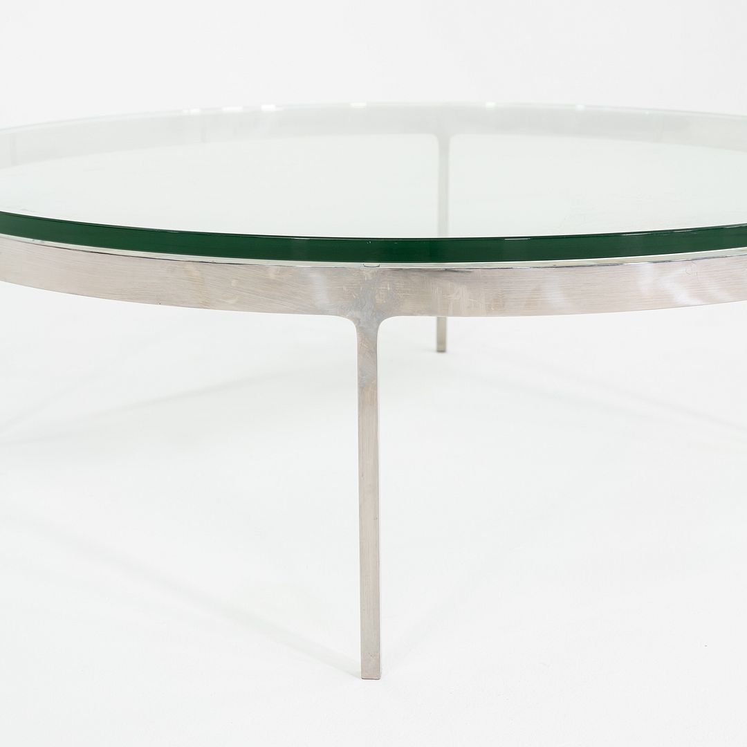 1990s Nicos Zographos Polished Stainless Steel and Glass Coffee Table TA.35.42G