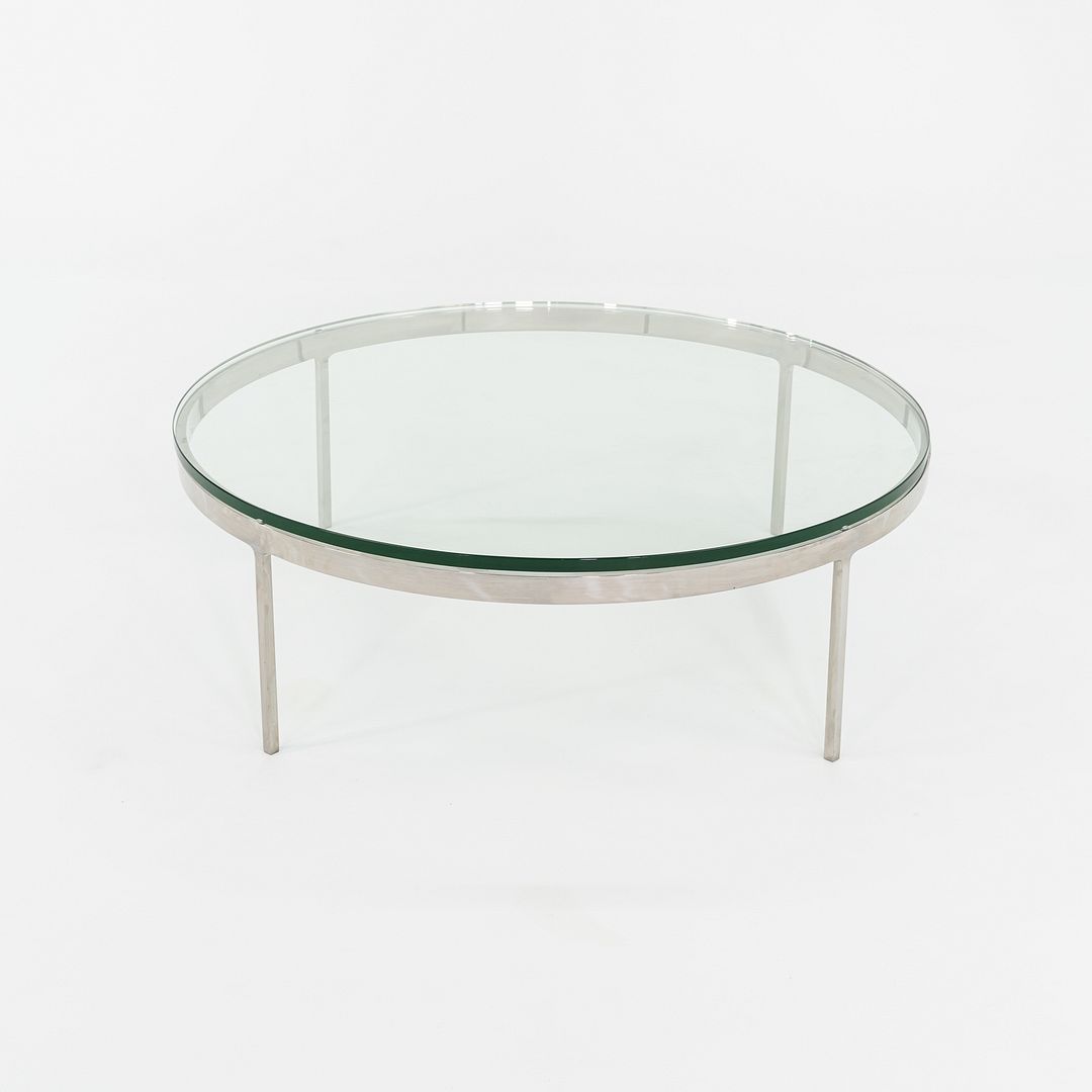 1990s Nicos Zographos Polished Stainless Steel and Glass Coffee Table TA.35.42G