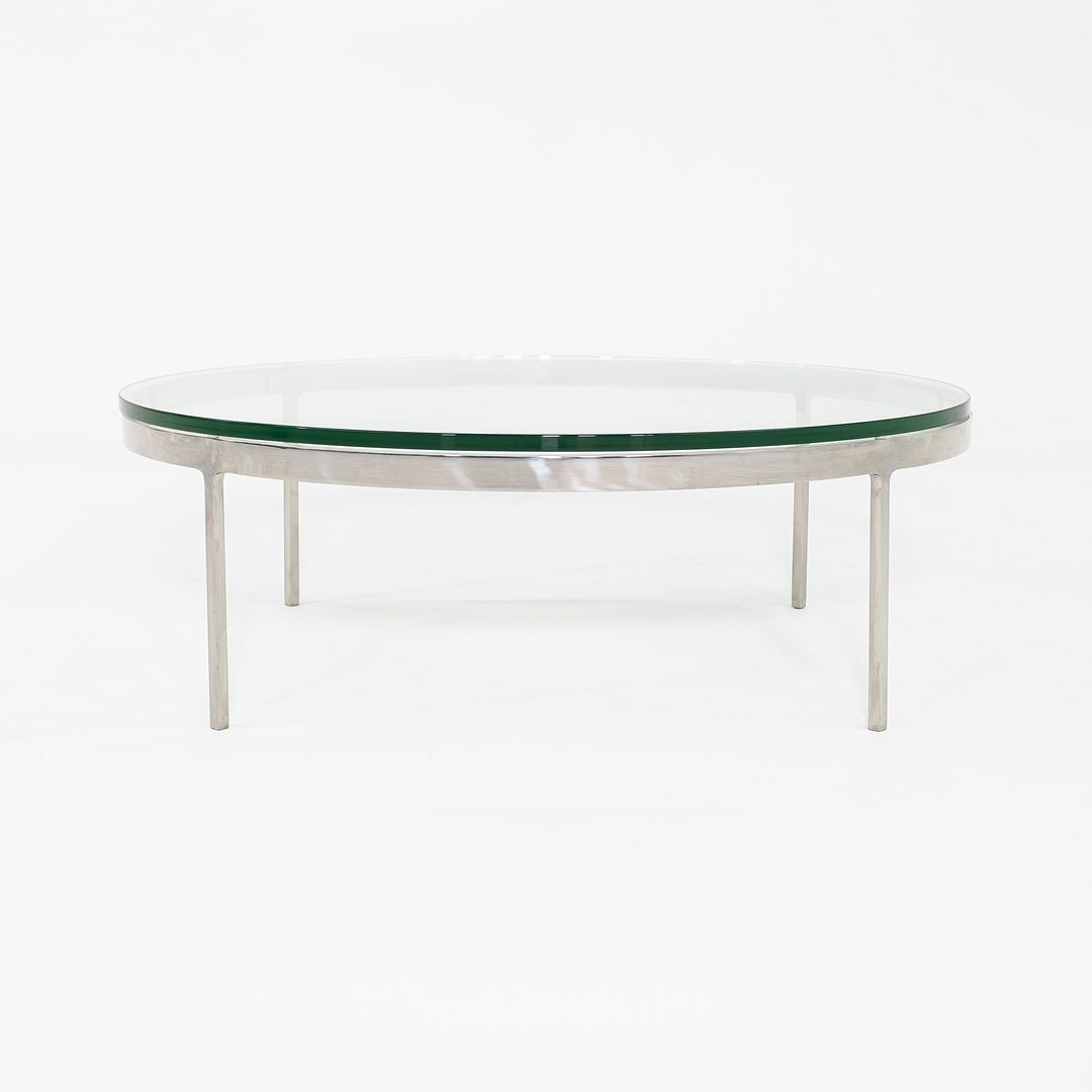 1990s Nicos Zographos Polished Stainless Steel and Glass Coffee Table TA.35.42G