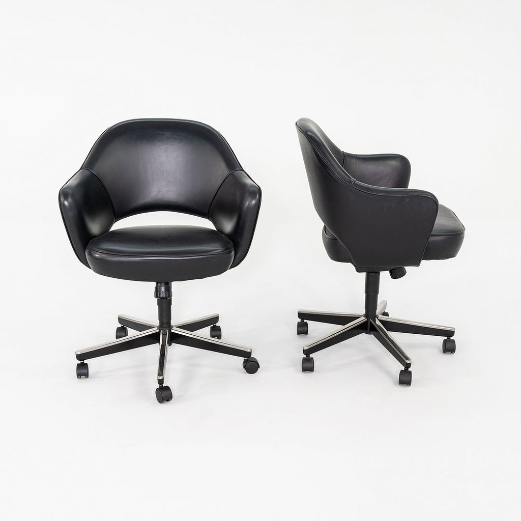 C. 2004 Eero Saarinen for Knoll Executive Desk Chairs with Arms in Black Leather 12+ Available