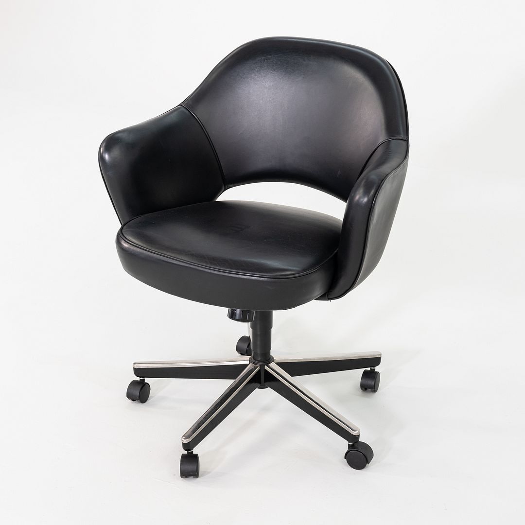C. 2004 Eero Saarinen for Knoll Executive Desk Chairs with Arms in Black Leather 12+ Available