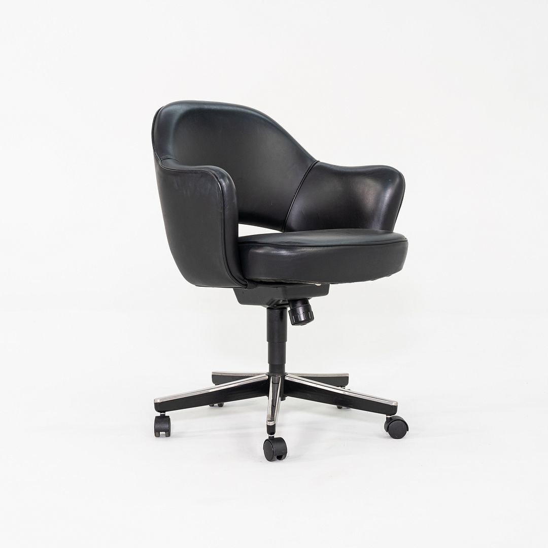 C. 2004 Eero Saarinen for Knoll Executive Desk Chairs with Arms in Black Leather 12+ Available