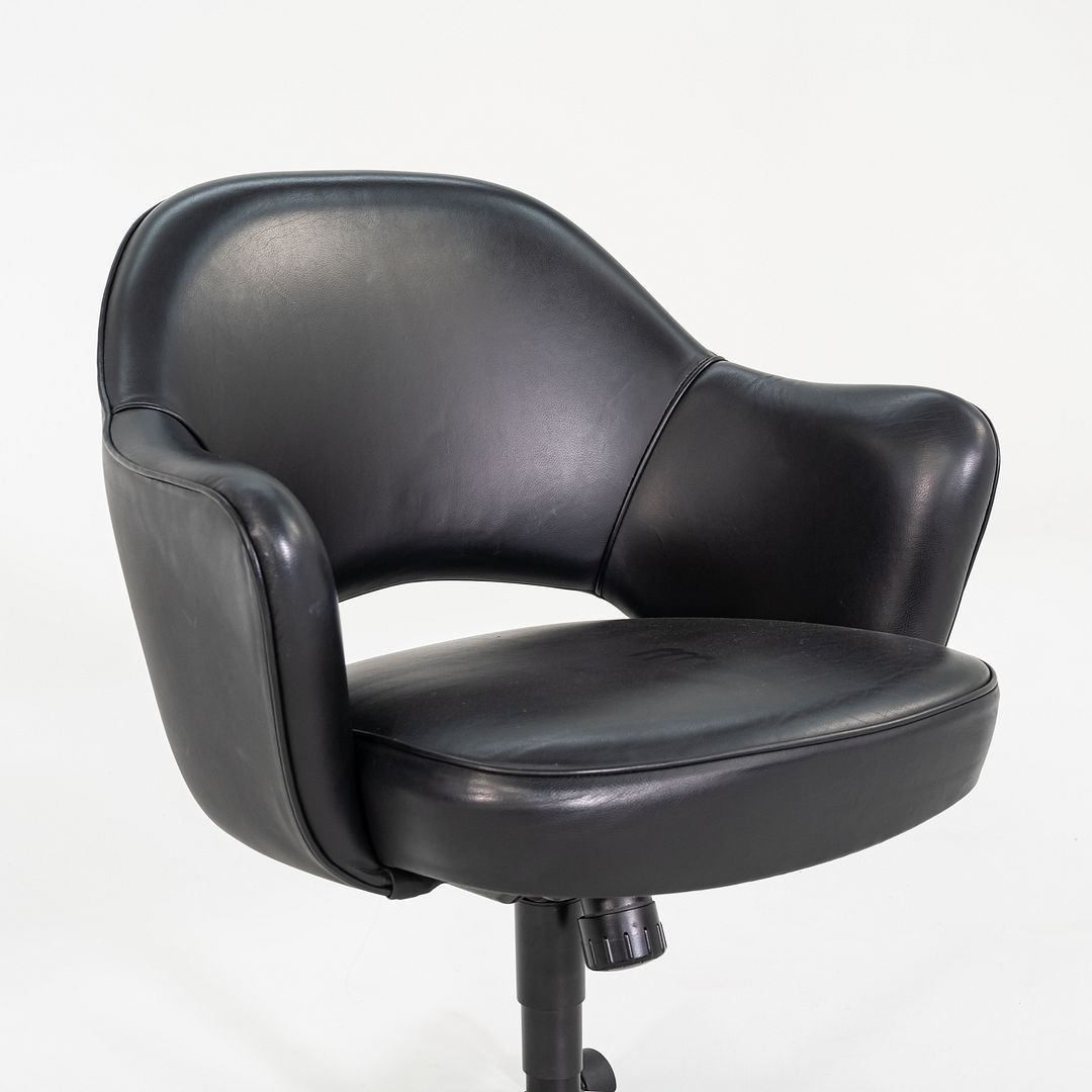 C. 2004 Eero Saarinen for Knoll Executive Desk Chairs with Arms in Black Leather 12+ Available