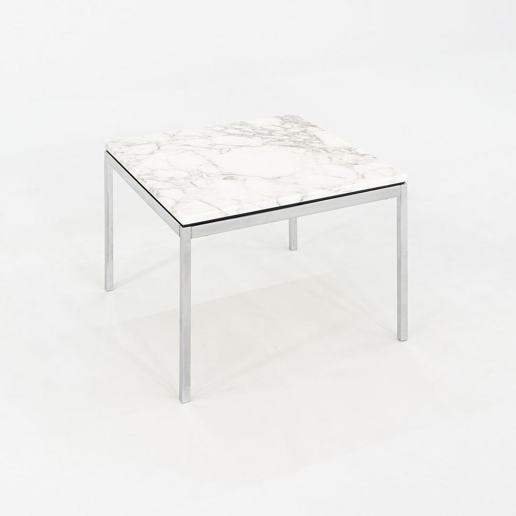 2010s Florence Knoll End Table with Polished Arabescato Marble Top 23x23x17