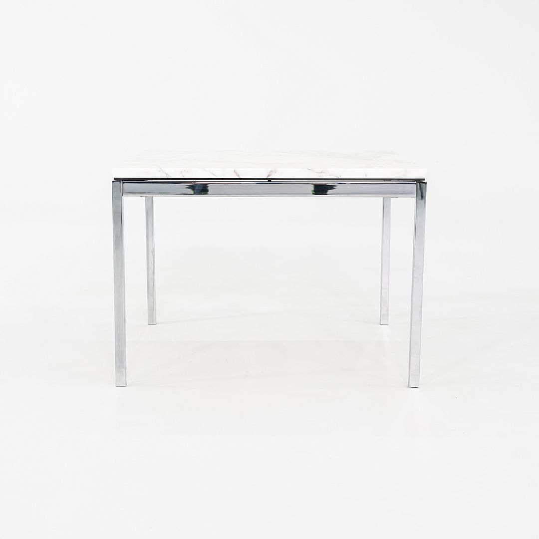2010s Florence Knoll End Table with Polished Arabescato Marble Top 23x23x17