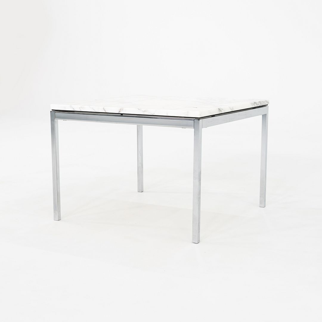 2010s Florence Knoll End Table with Polished Arabescato Marble Top 23x23x17