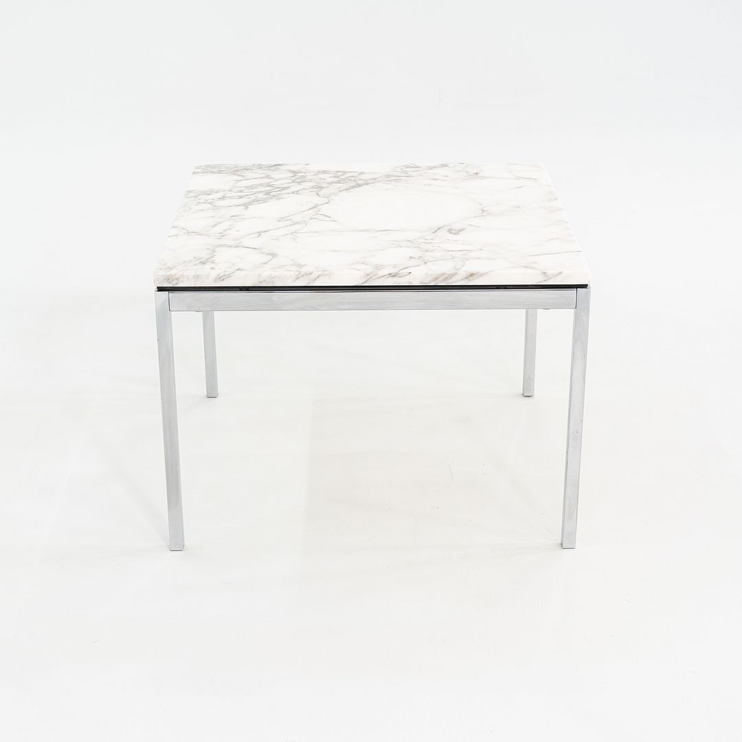 2010s Florence Knoll End Table with Polished Arabescato Marble Top 23x23x17