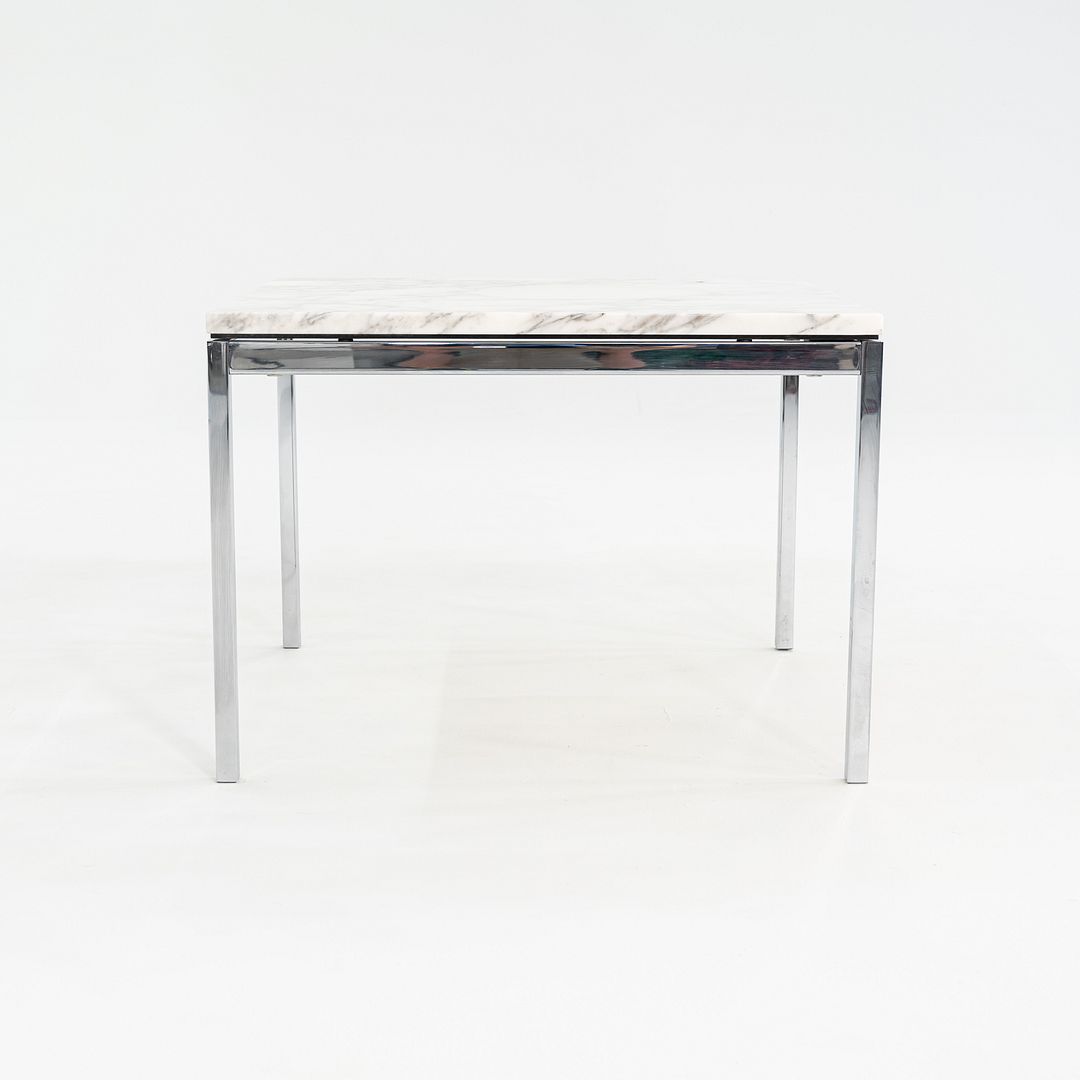 2010s Florence Knoll End Table with Polished Arabescato Marble Top 23x23x17