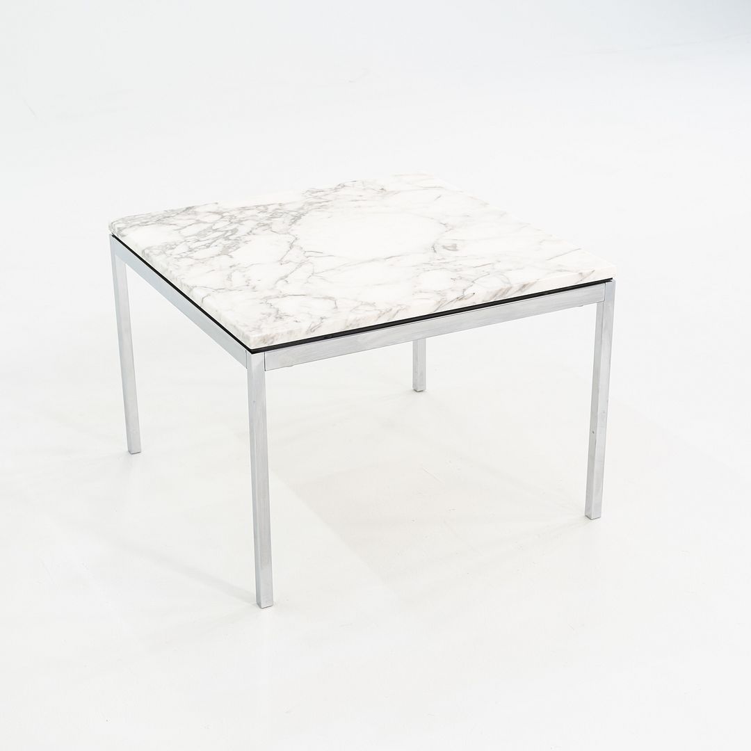 2010s Florence Knoll End Table with Polished Arabescato Marble Top 23x23x17