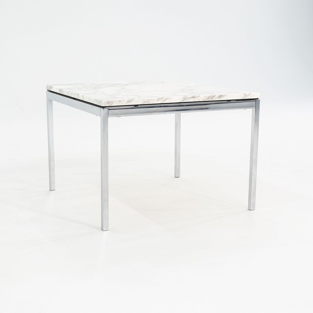2010s Florence Knoll End Table with Polished Arabescato Marble Top 23x23x17