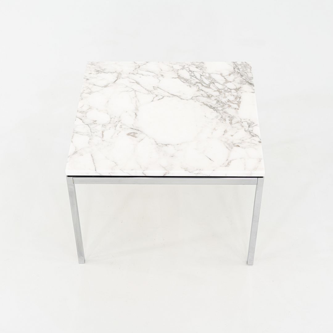 2010s Florence Knoll End Table with Polished Arabescato Marble Top 23x23x17