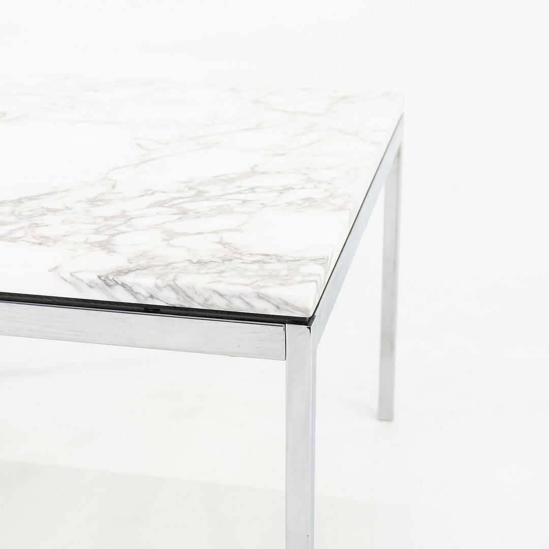 2010s Florence Knoll End Table with Polished Arabescato Marble Top 23x23x17