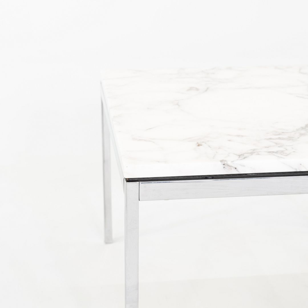 2010s Florence Knoll End Table with Polished Arabescato Marble Top 23x23x17