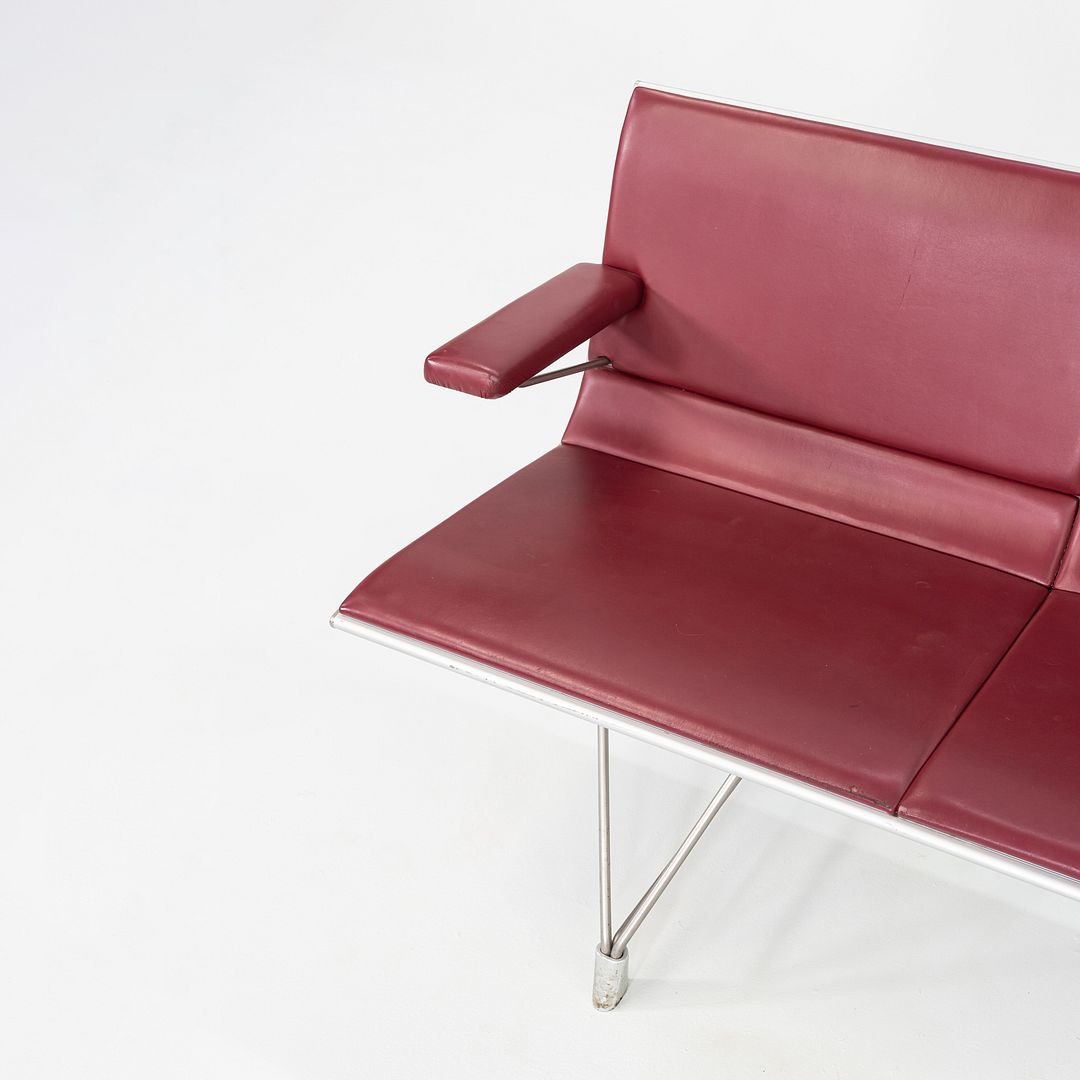 2000s Aero benches by Lievore Altherr Molina for Sellex / Davis in Aluminum and Red Vinyl