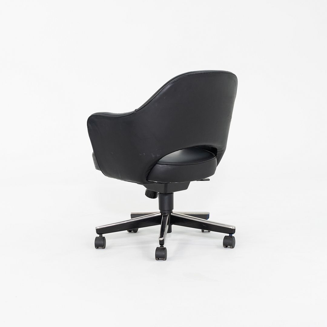 SOLD 2005 Eero Saarinen for Knoll Executive Desk Chair with Arms in Black Leather