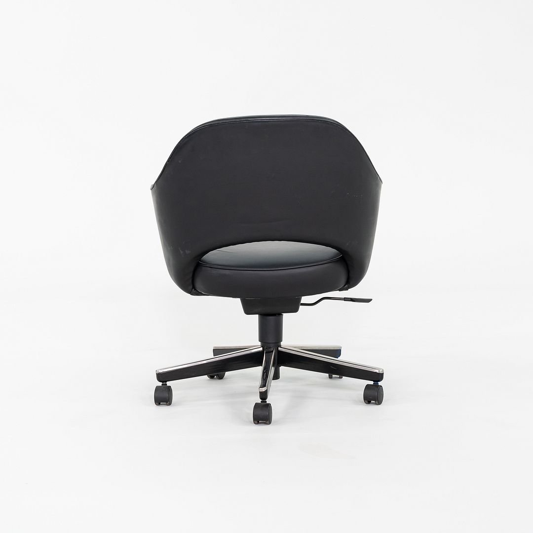 SOLD 2005 Eero Saarinen for Knoll Executive Desk Chair with Arms in Black Leather