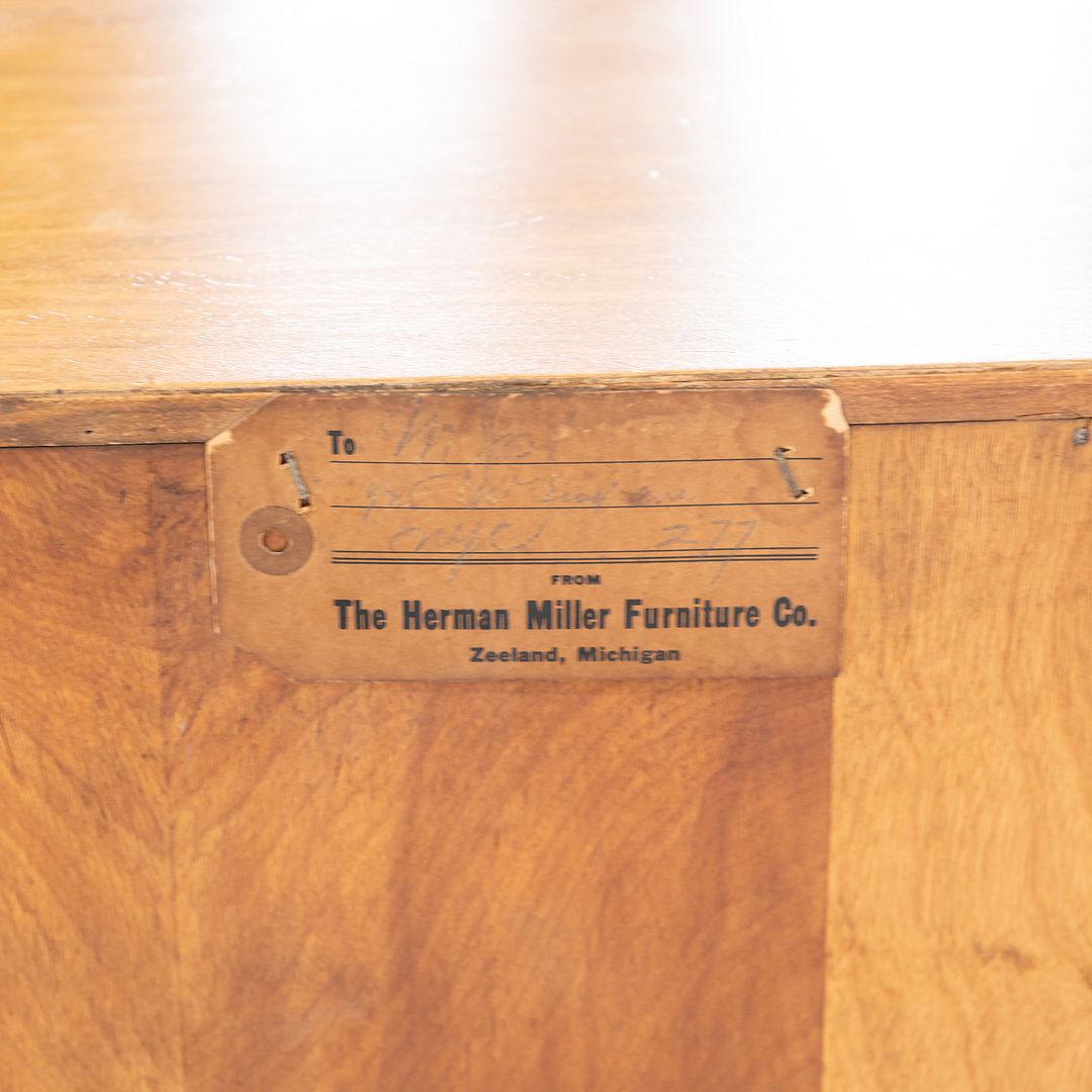 C. 1941 Gilbert Rohde for Herman Miller Paldao Burled Acacia Stereo Cabinet, Model 4103