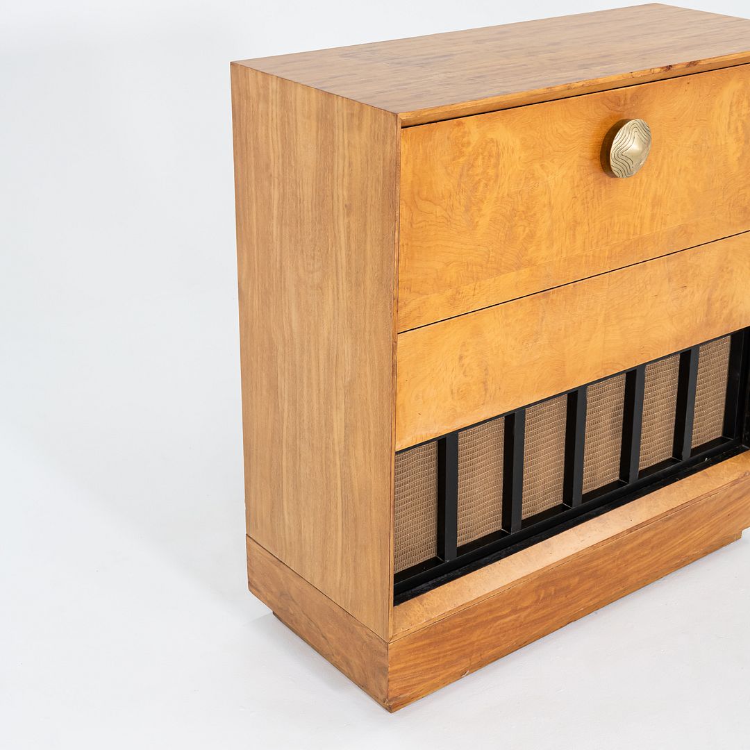 C. 1941 Gilbert Rohde for Herman Miller Paldao Burled Acacia Speaker Cabinet