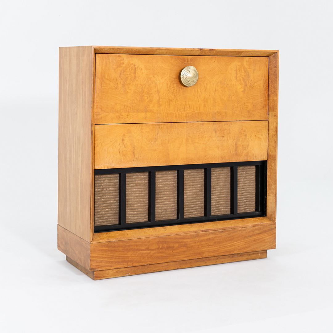 C. 1941 Gilbert Rohde for Herman Miller Paldao Burled Acacia Speaker Cabinet