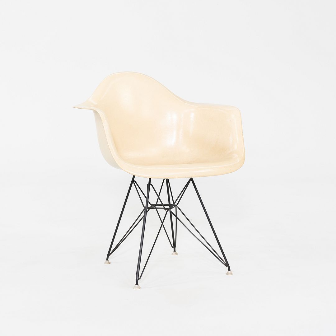 1962 Pair of Herman Miller Eames DAR Fiberglass Arm Shell Dining Chairs White