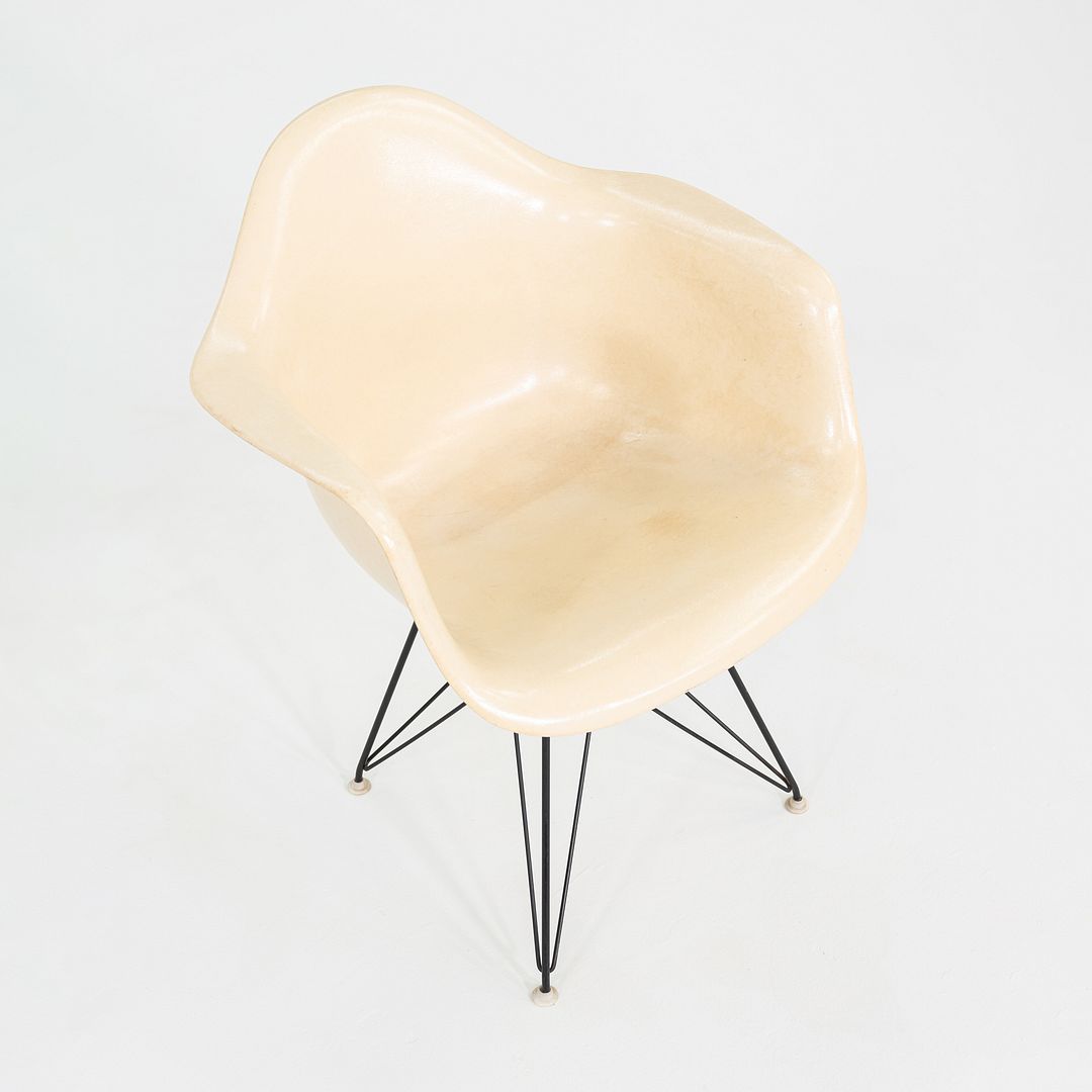 1962 Pair of Herman Miller Eames DAR Fiberglass Arm Shell Dining Chairs White